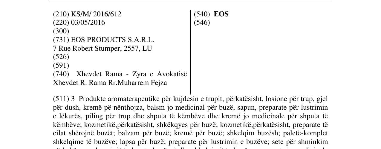 Zëri i markës EOS në buletin
