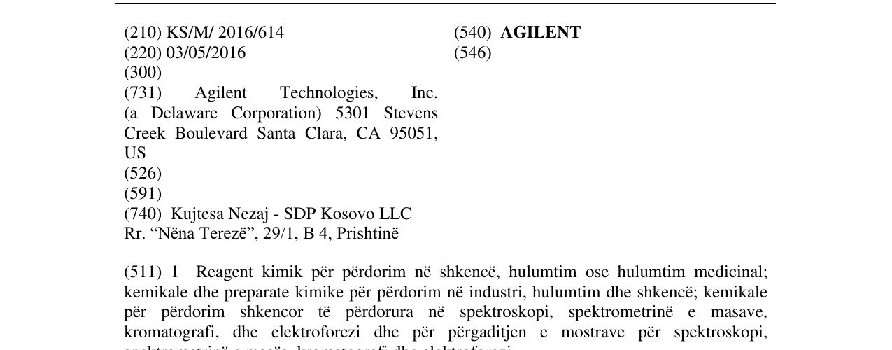 Zëri i markës AGILENT në buletin