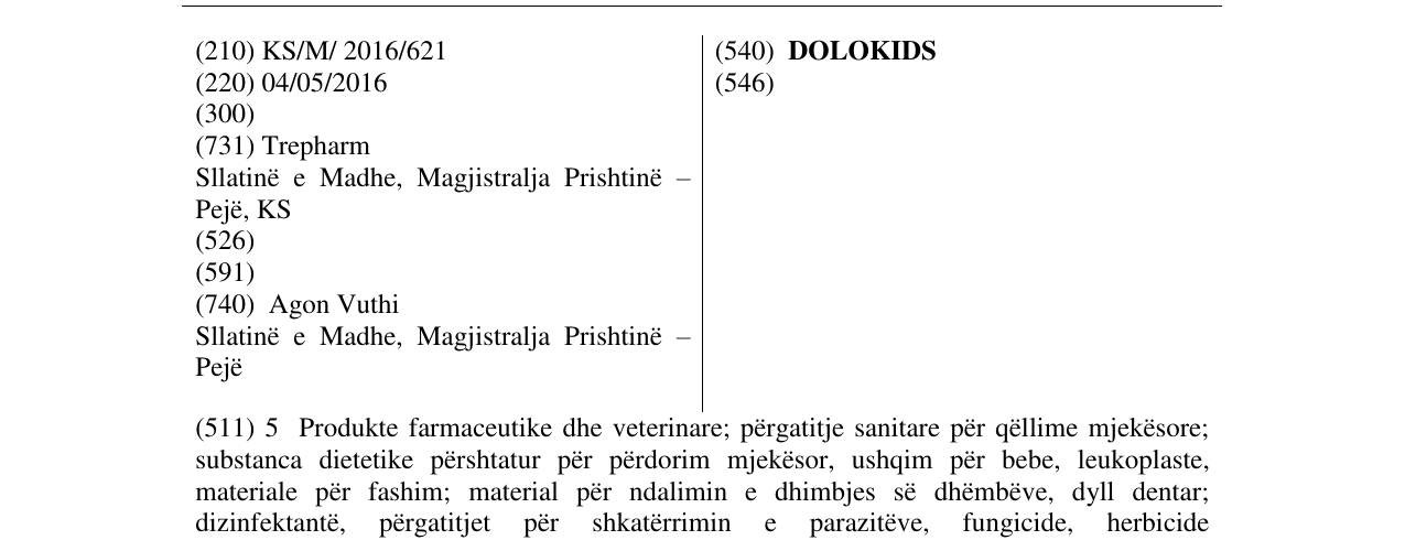 Zëri i markës DOLOKIDS në buletin