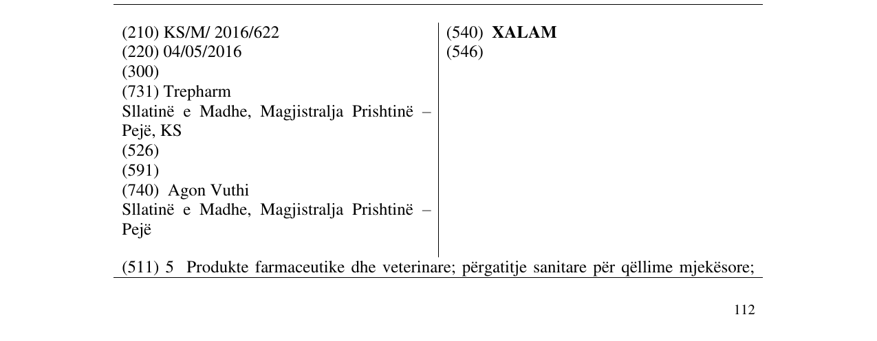 Zëri i markës XALAM në buletin