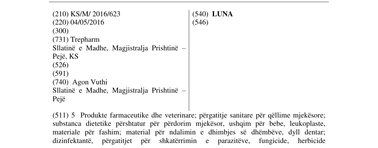Zëri i markës LUNA në buletin
