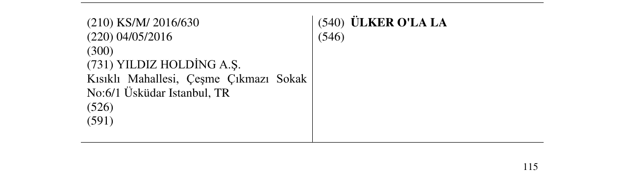 Zëri i markës ÜLKER O'LA LA në buletin