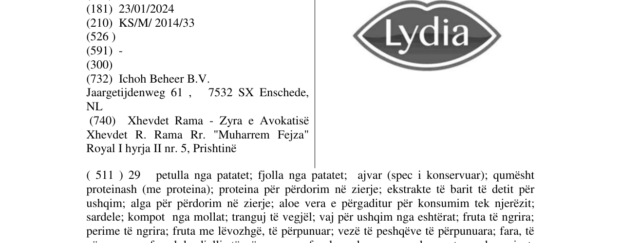 Zëri i markës Lydia në buletin