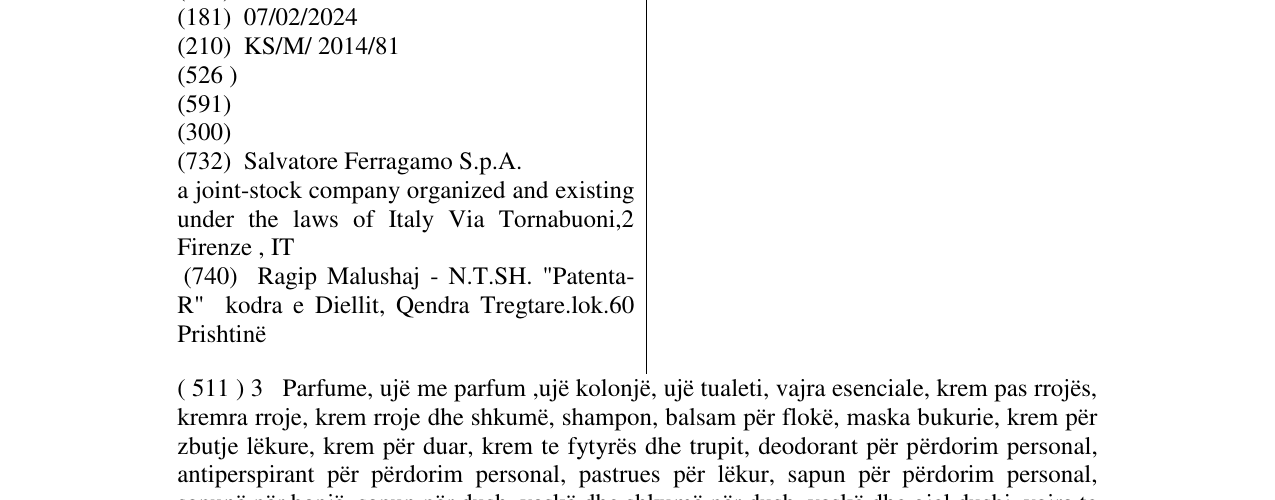 Zëri i markës FERRAGAMO në buletin
