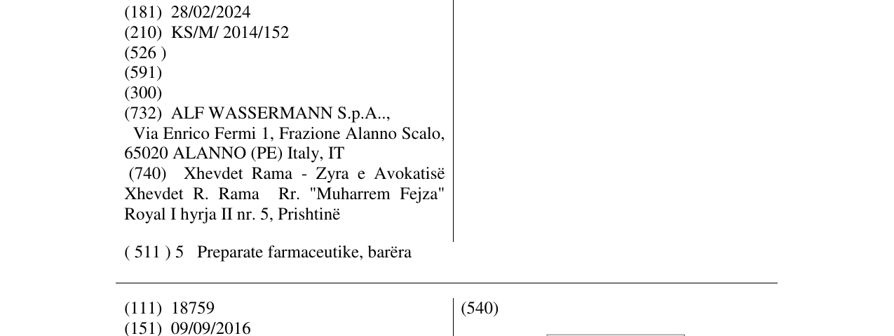 Zëri i markës VESSEL në buletin