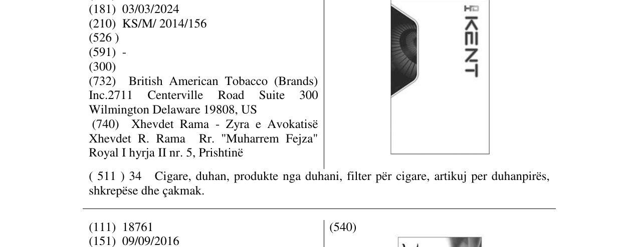 Zëri i markës KENT në buletin