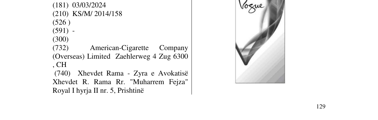 Zëri i markës Vogue në buletin