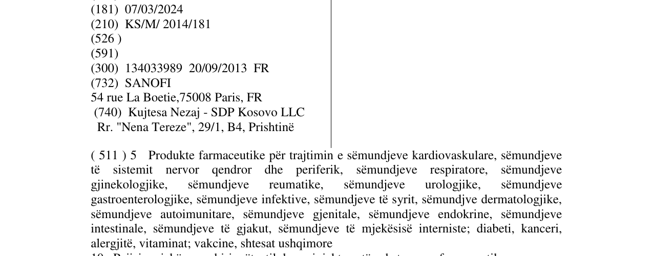Zëri i markës GLYROGO në buletin