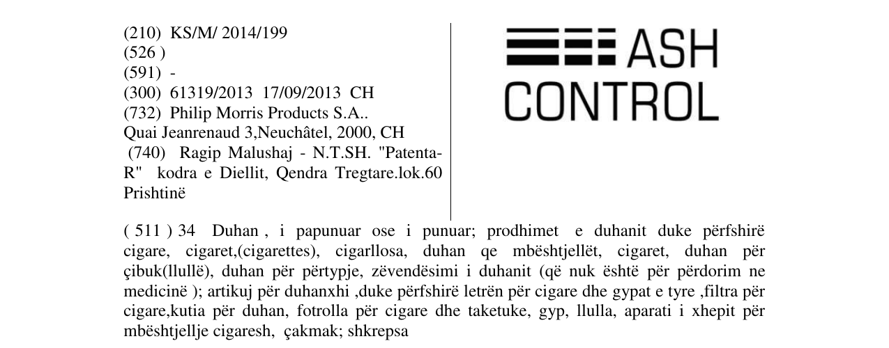 Zëri i markës ASH CONTROL në buletin