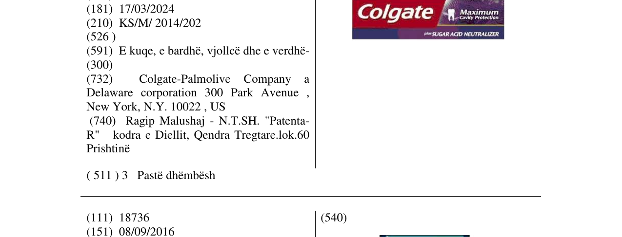 Zëri i markës Colgate në buletin