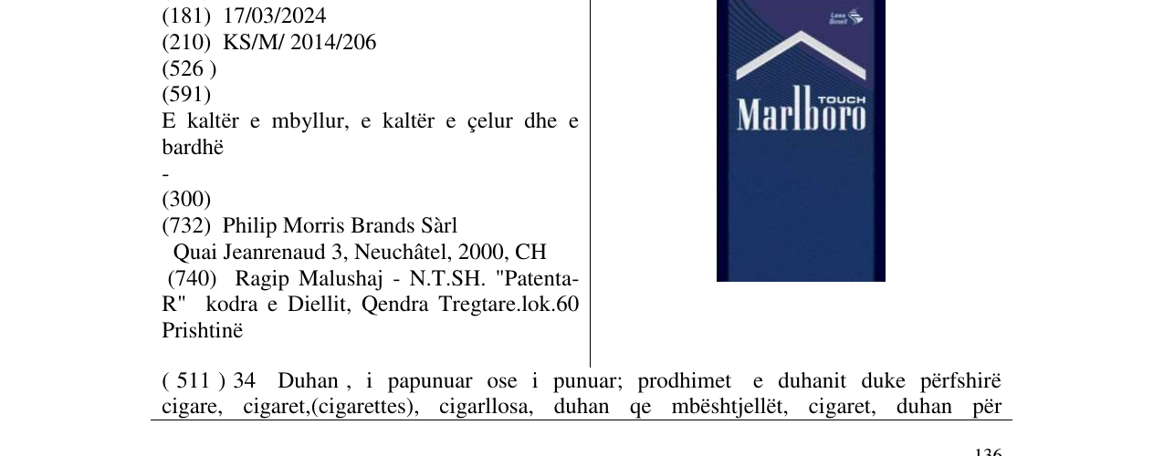 Zëri i markës Marlboro në buletin
