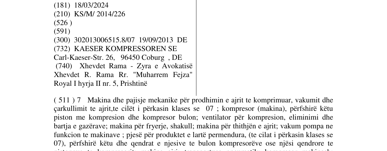 Zëri i markës Kryosec në buletin