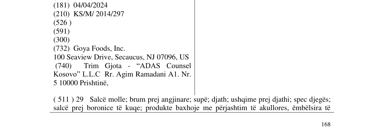 Zëri i markës GOYA në buletin