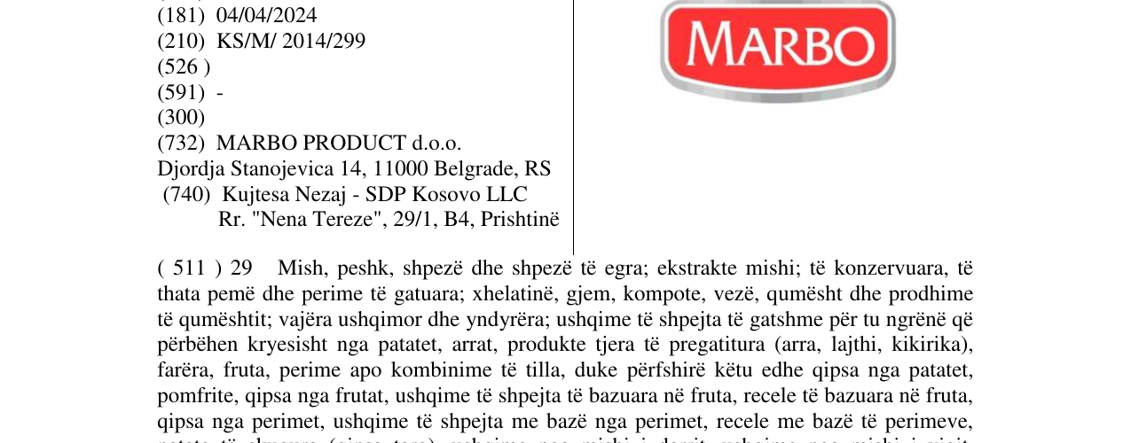 Zëri i markës MARBO në buletin