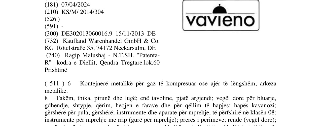 Zëri i markës vavieno në buletin