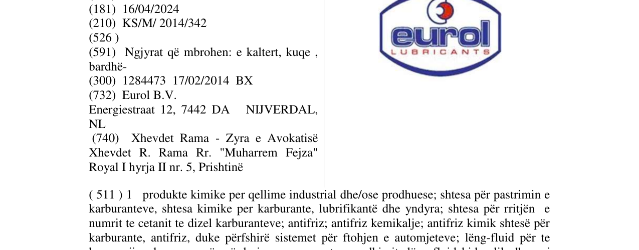 Zëri i markës eurol në buletin