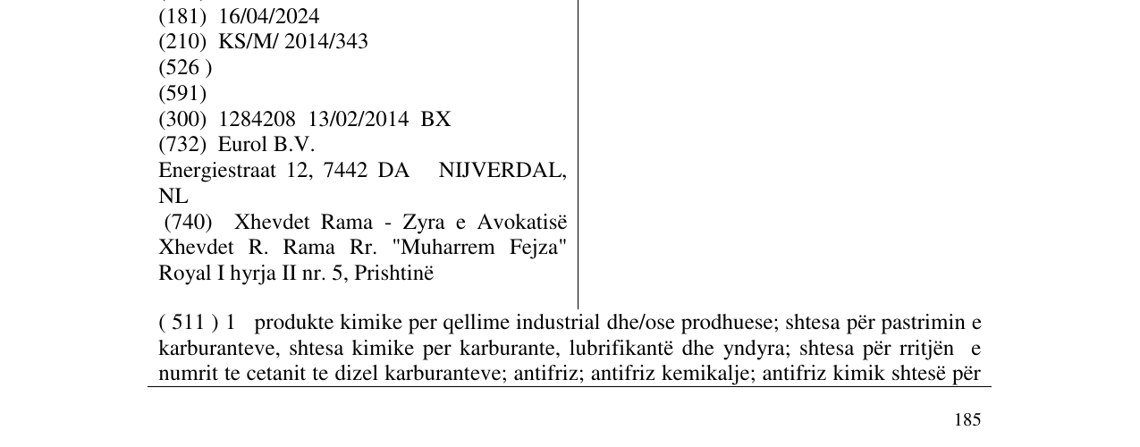Zëri i markës EUROL në buletin
