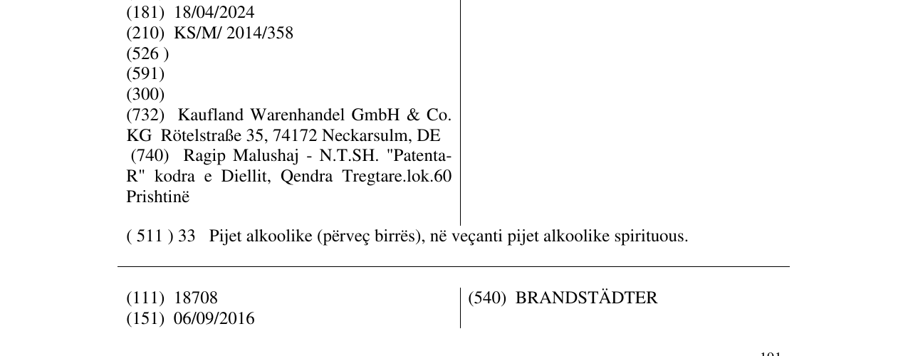 Zëri i markës KLEINER WALDKAUZ në buletin