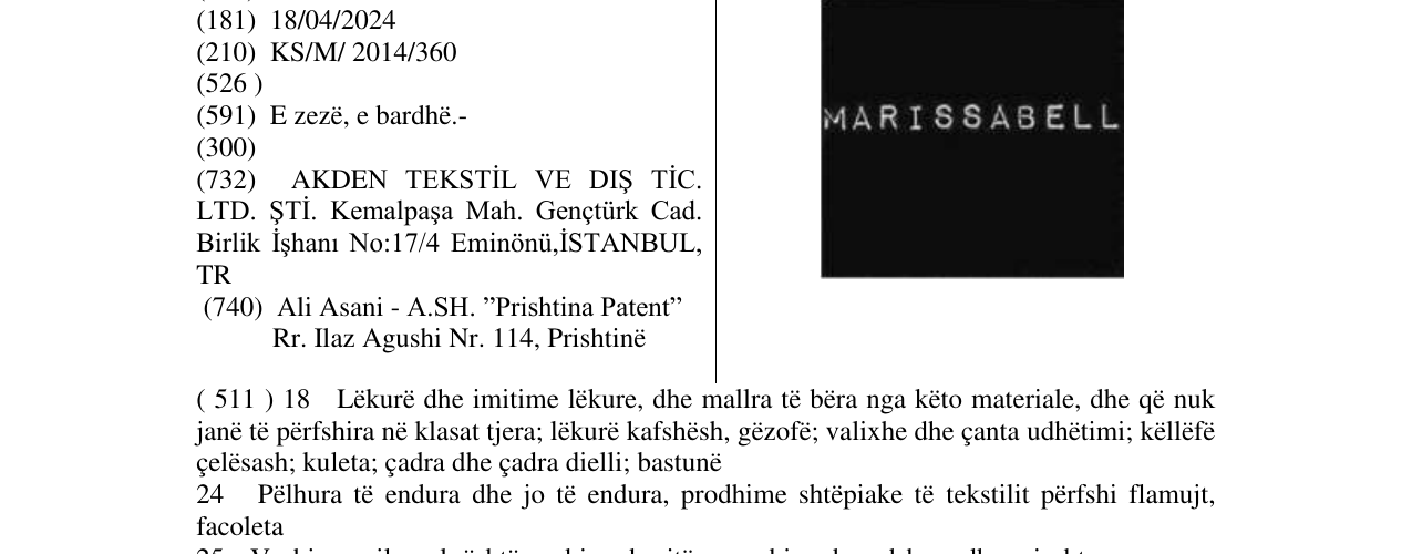 Zëri i markës MARISSABELL në buletin