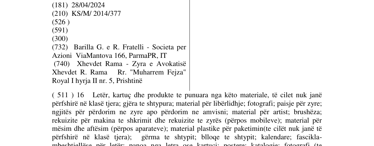 Zëri i markës ACADEMIA BARILLA në buletin