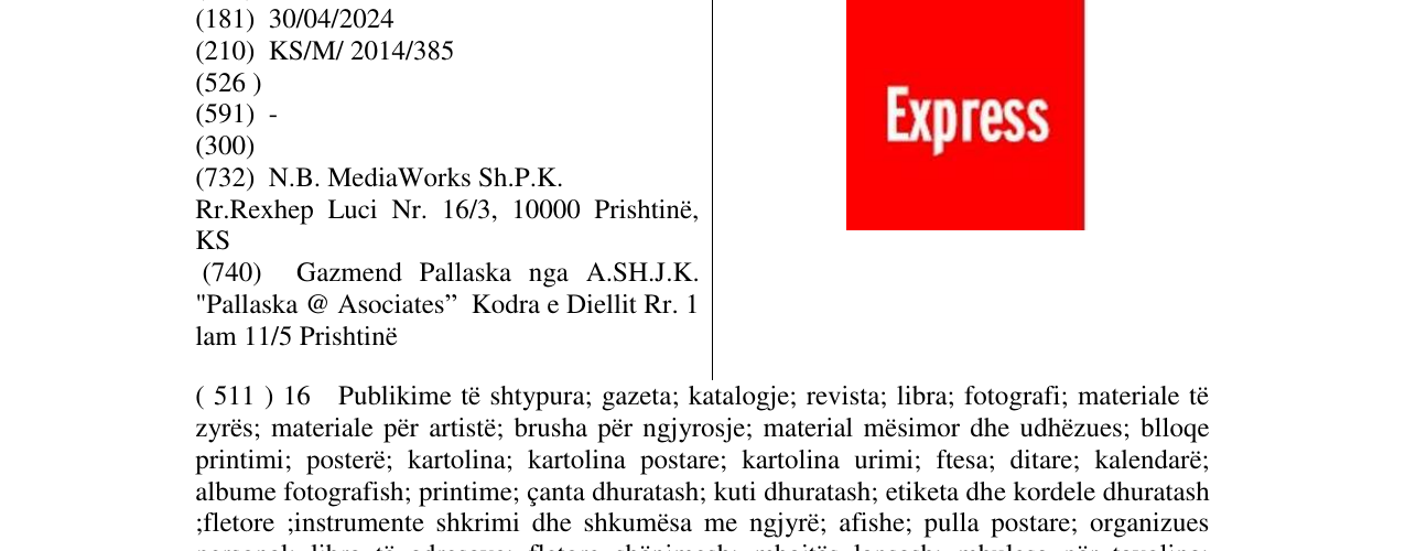 Zëri i markës Express në buletin