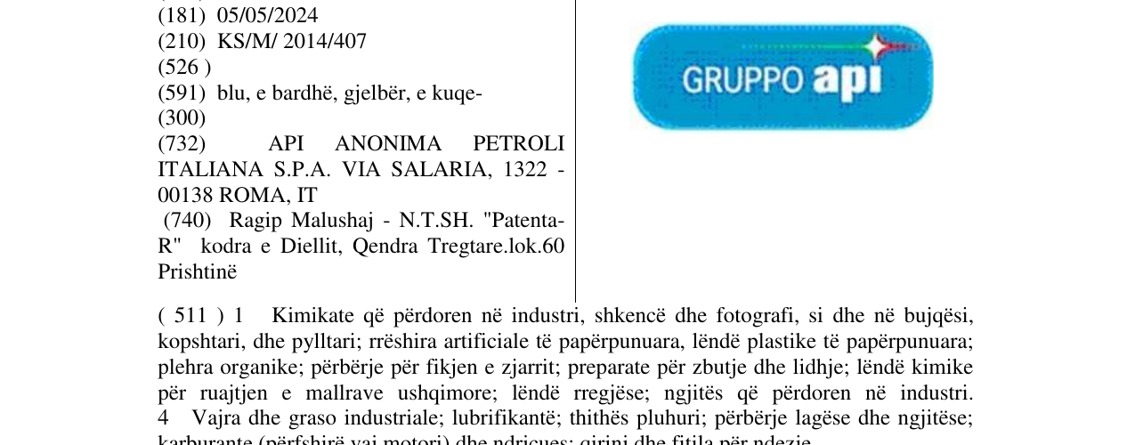 Zëri i markës GRUPPO api në buletin