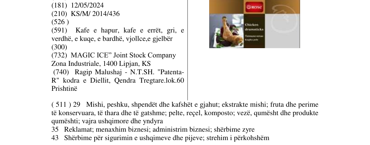 Zëri i markës Rose në buletin