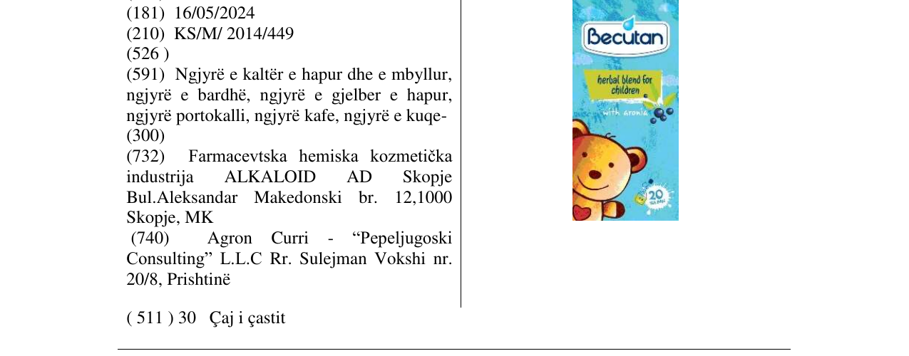Zëri i markës Becutan në buletin