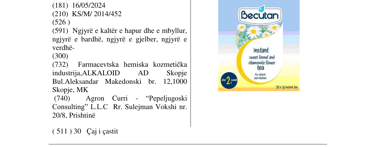 Zëri i markës Becutan në buletin