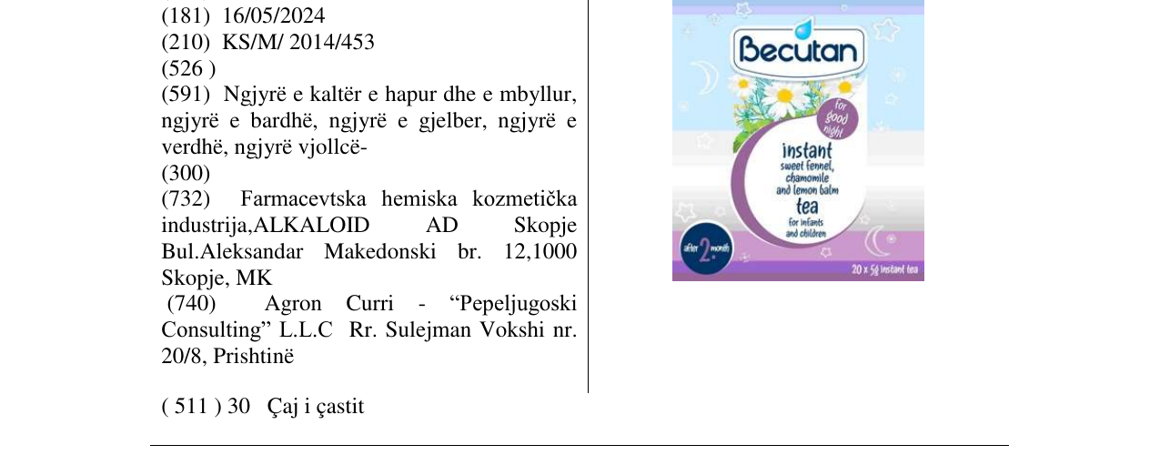 Zëri i markës Becutan në buletin