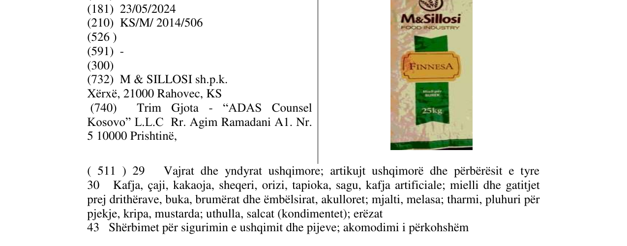 Zëri i markës FINNESA Miell per BUREK në buletin