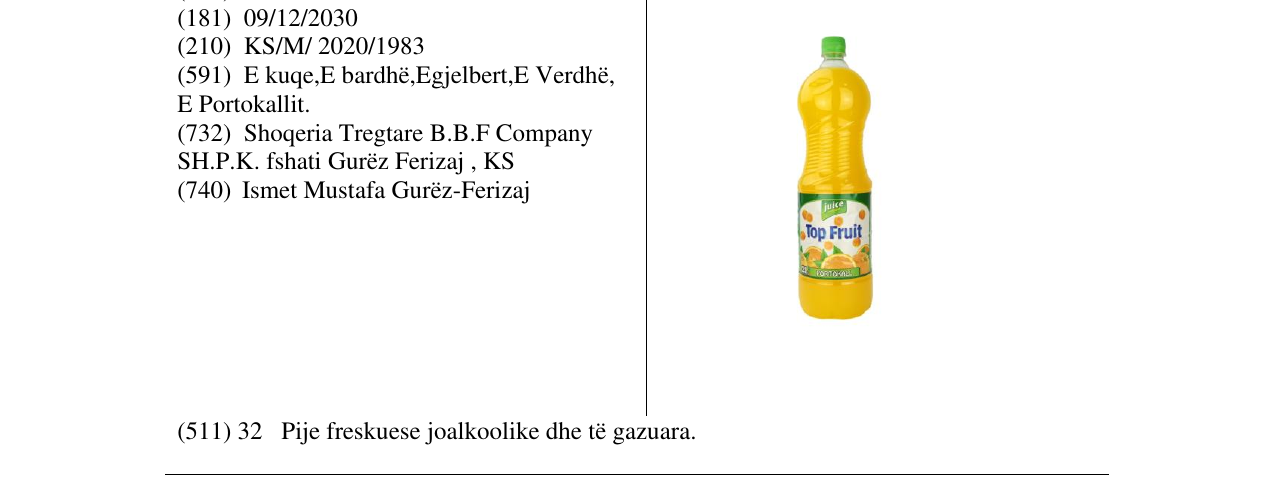 Zëri i markës top fruit në buletin