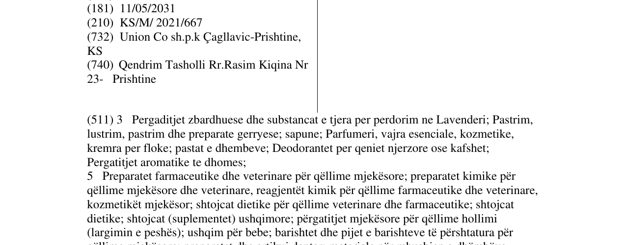 Der Eintrag der Marke EVERY im Bulletin