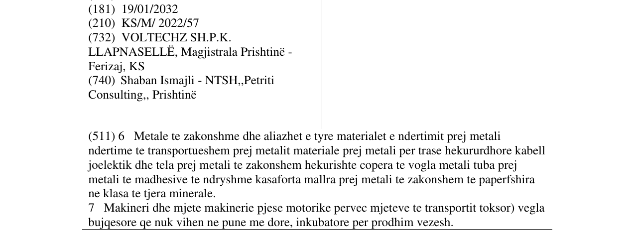 Zëri i markës VOLTECHZ në buletin
