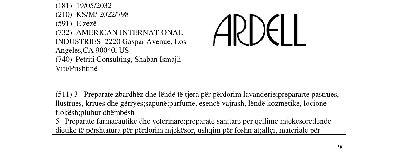 Zëri i markës ARDELL në buletin