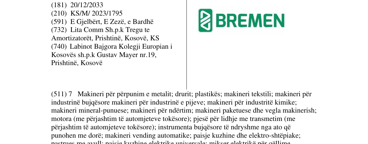 Zëri i markës BREMEN në buletin
