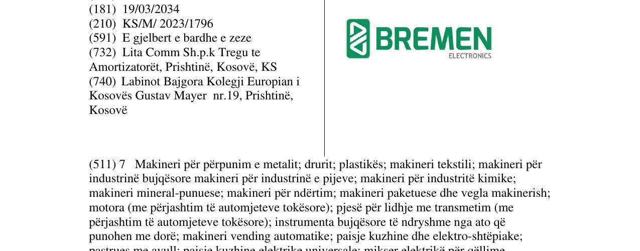 Zëri i markës BREMEN në buletin