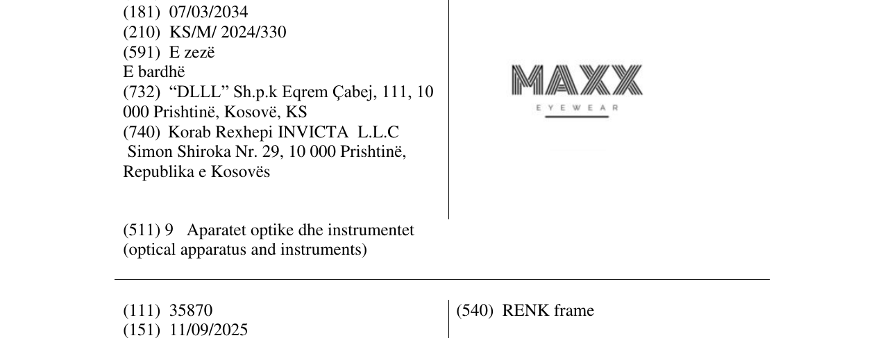 Zëri i markës MAXX EYE WEAR në buletin