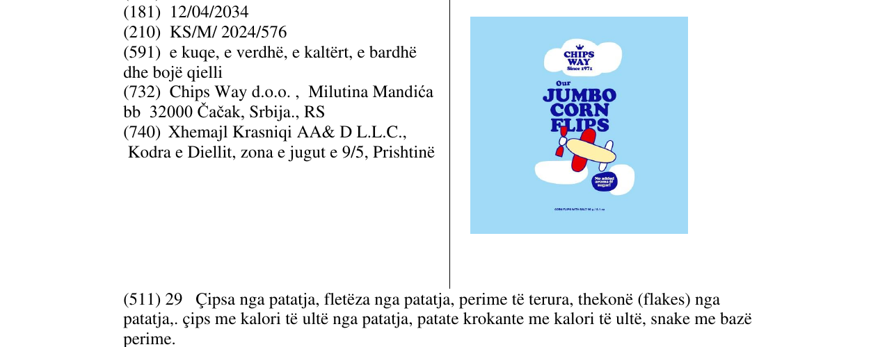 Zëri i markës JUMBO CORN FLIPS në buletin