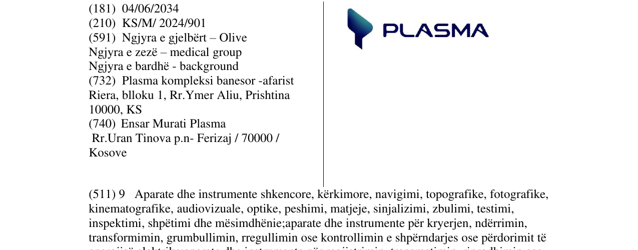 Zëri i markës PLASMA në buletin