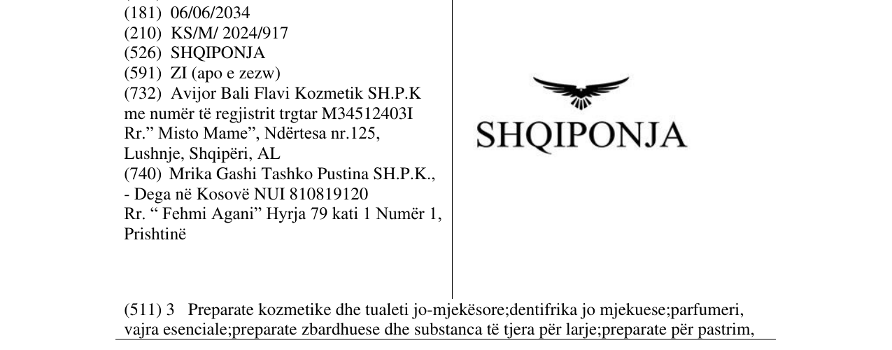 Zëri i markës SHQIPONJA në buletin