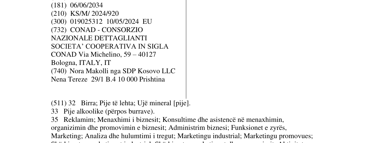 Zëri i markës ENOTECA MARGHERITA në buletin