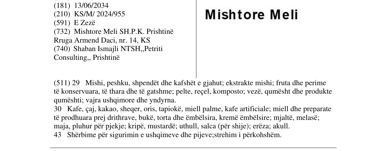 Zëri i markës mishtore meli në buletin