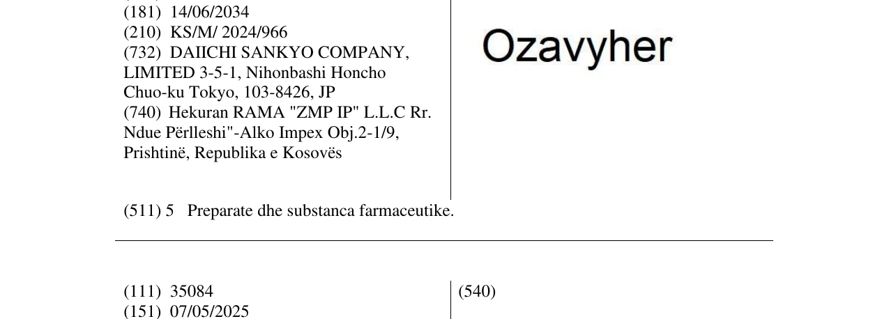 Zëri i markës Ozavyher në buletin