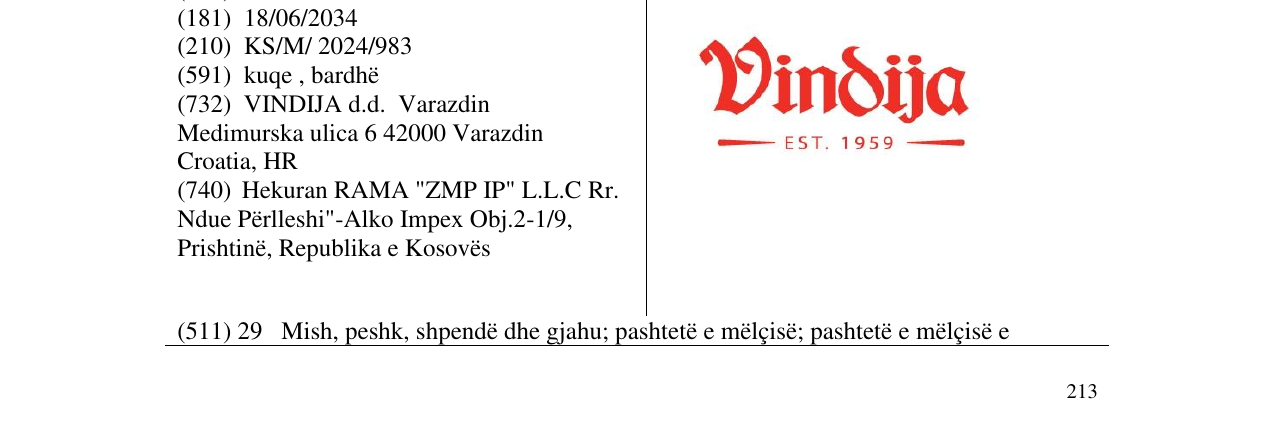 Zëri i markës vindija në buletin