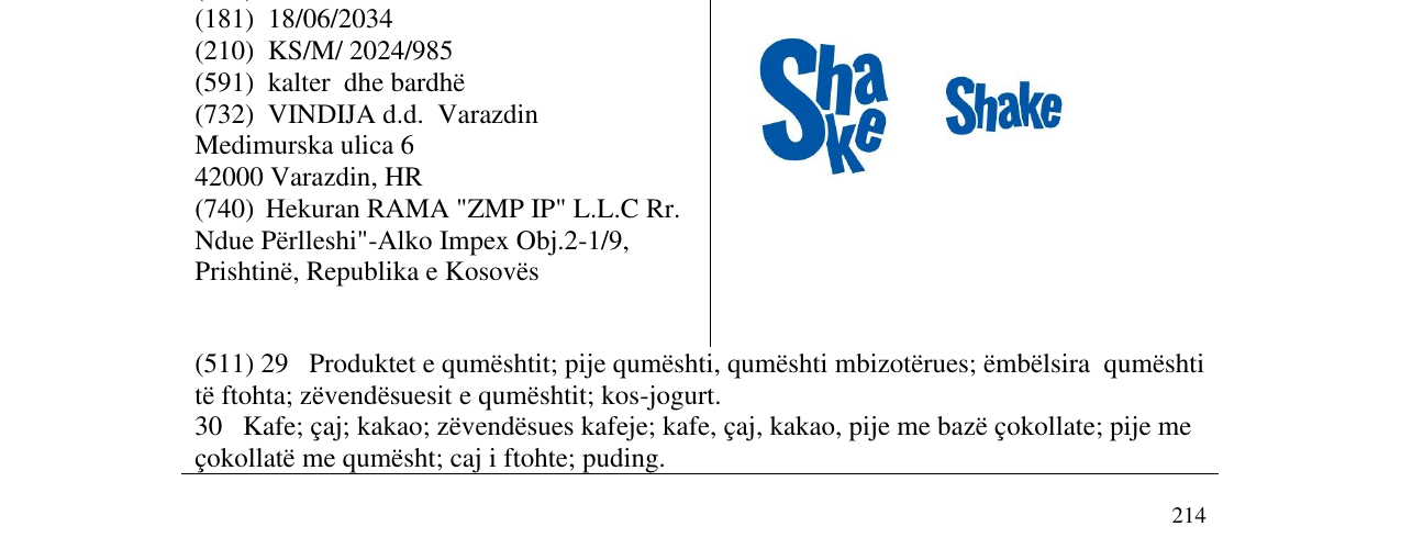 Zëri i markës shake shake në buletin