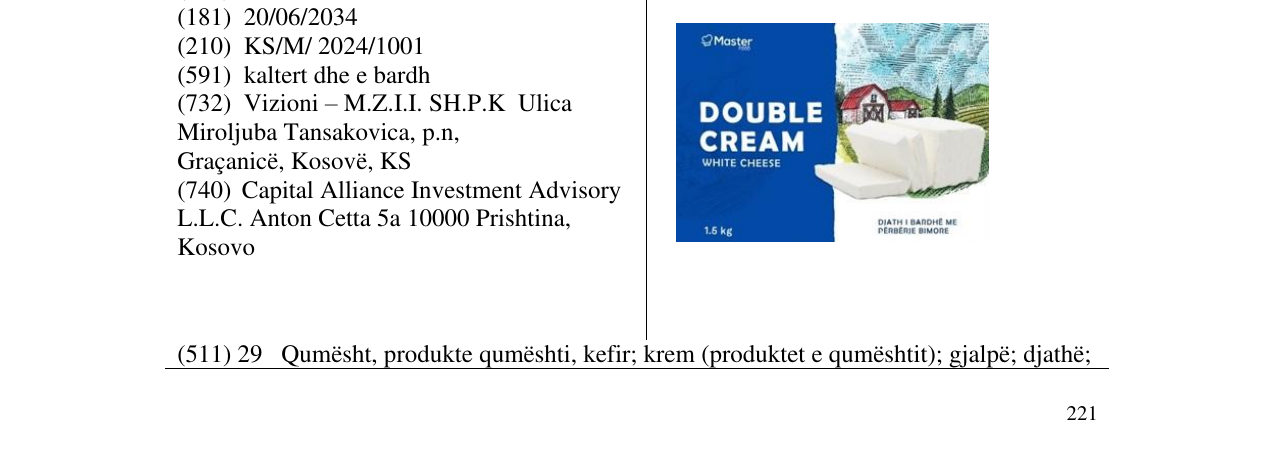 Zëri i markës DOUBLE CREAM në buletin