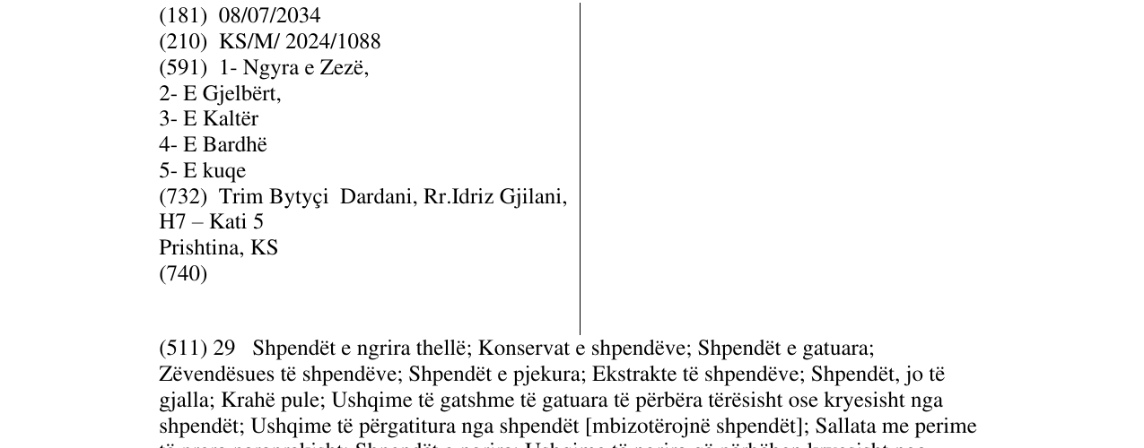 Zëri i markës PP në buletin