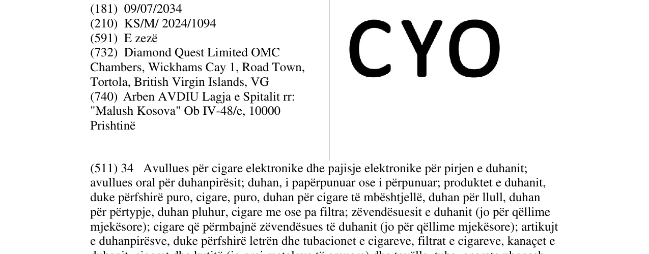 Zëri i markës CYO në buletin