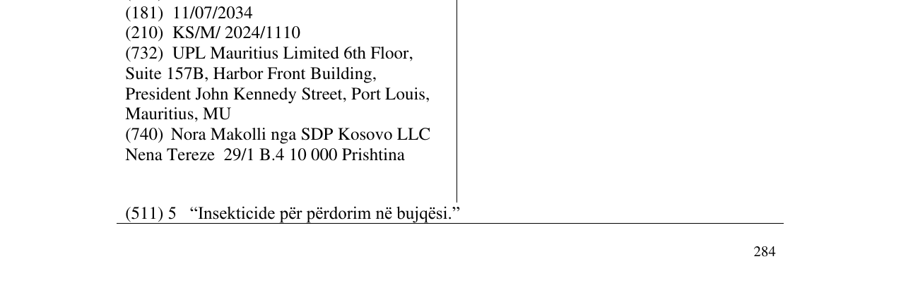 Zëri i markës CYTHRIN në buletin
